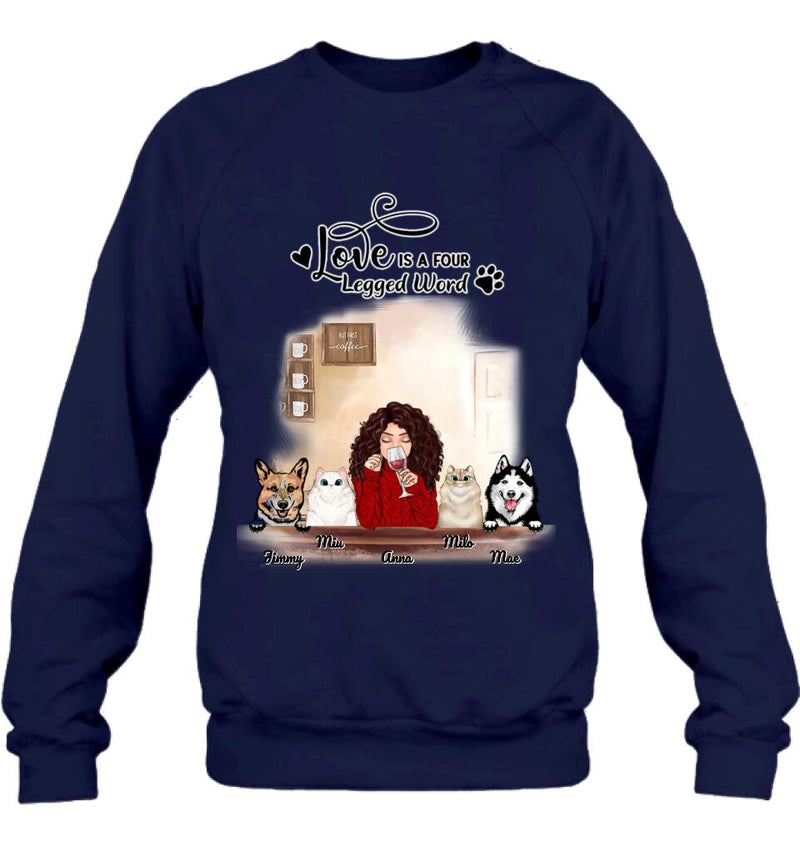 Personalized Dog Cat T-shirt/Hoodie/Sweatshirt - Gift for Dog Mom/Cat Mom - Up to 4 Pets