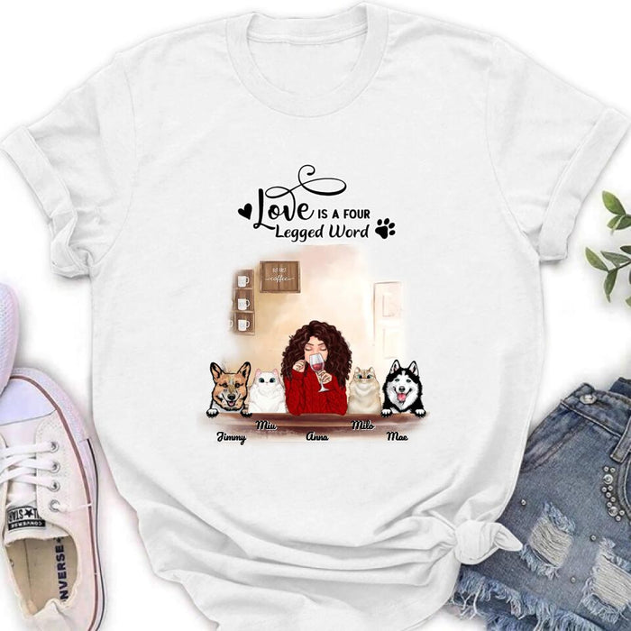 Custom Personalized Dog Cat T-shirt/Hoodie/Sweatshirt - Gift for Dog Mom/ Cat Mom - Up to 4 Pets