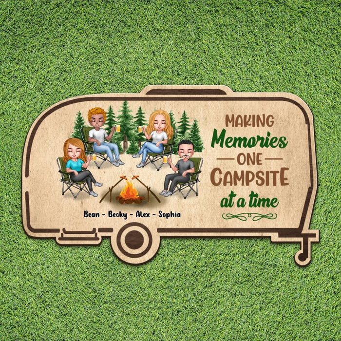 Custom Personalized Camper Area Doormat - Gift For Camping Lovers/ Friends with 4 People - Making Memories One Campsite At A Time