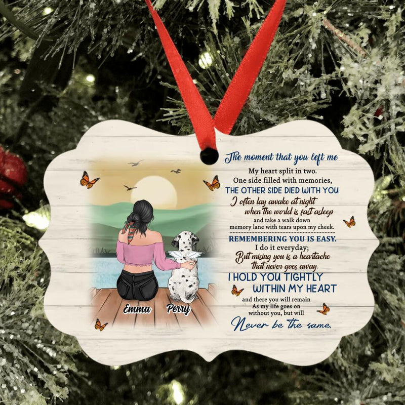 Personalized Memorial Pet Ornament - Adult/Couple With Up to 4 Pets - Memorial Gift Idea For Dog/Cat Owners - The Moment That You Left Me