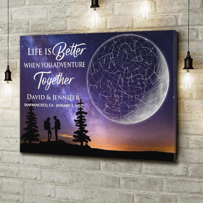 Custom Personalized Hiking Couple Canvas - Gift Idea For Couple - Life Is Better When You Adventure Together