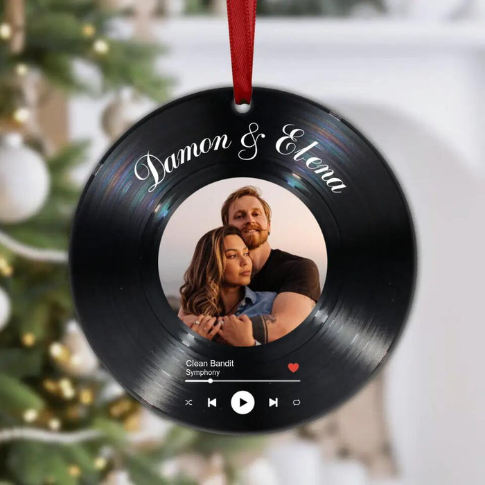 Personalized Song With Photo Aluminum Ornament - Best Gift Idea For Couple/ Music Lover/ Birthday Gift