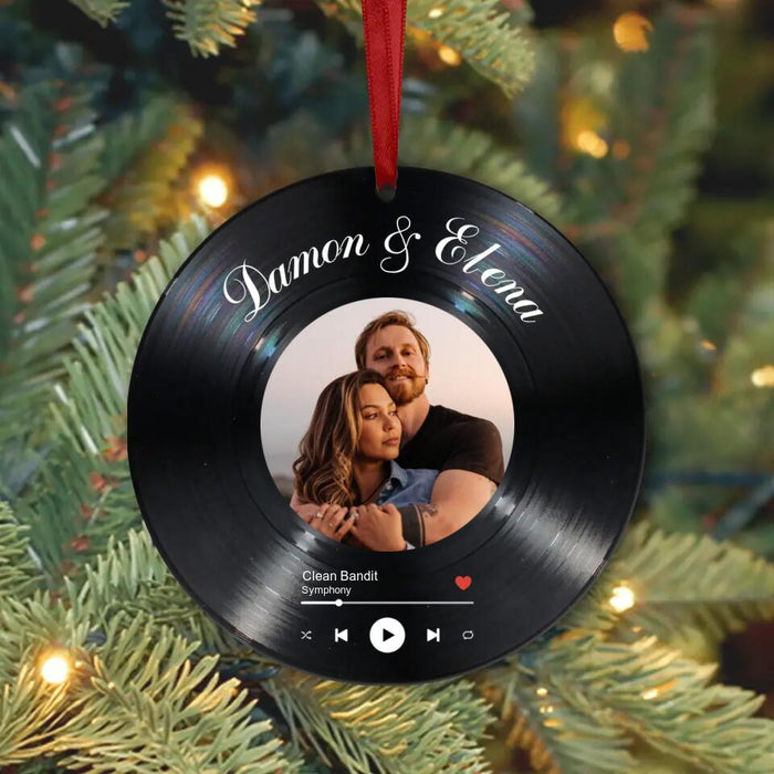 Personalized Song With Photo Aluminum Ornament - Best Gift Idea For Couple/ Music Lover/ Birthday Gift