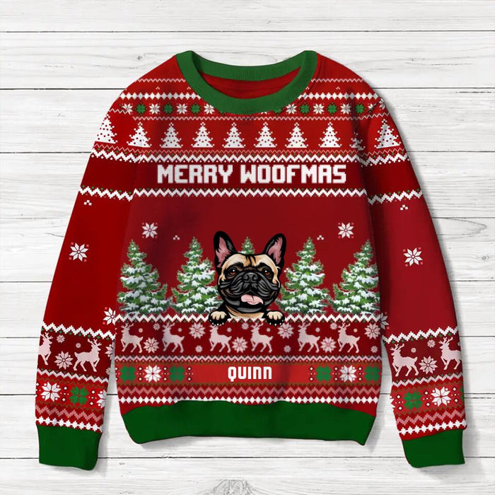 Personalized Xmas Pets All-Over Print Sweater - Up to 4 Pets - Gift Idea For Dog/Cat Lovers - Merry Woofmas