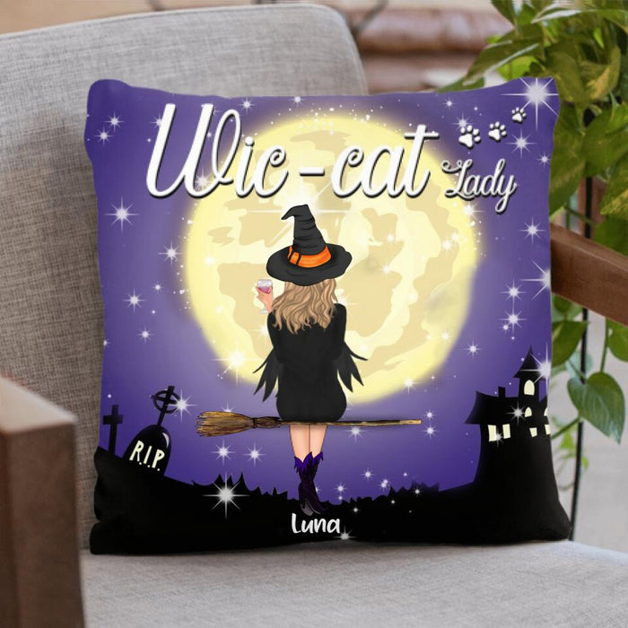 Custom Personalized Witchy Pillow Cover - Up to 3 Pets - Wic- Cat Lady - OCEL9Z