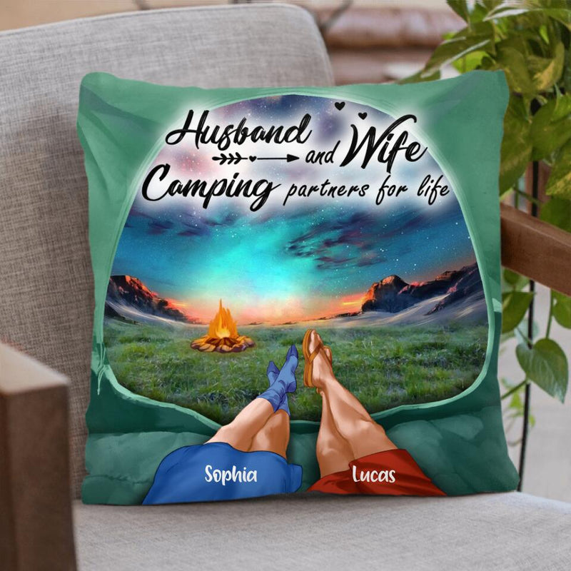 Personalized Camping Pillow Cover, Cushion Cover - Camping in tent - Gift Idea For Camping Couple - 619Z6N