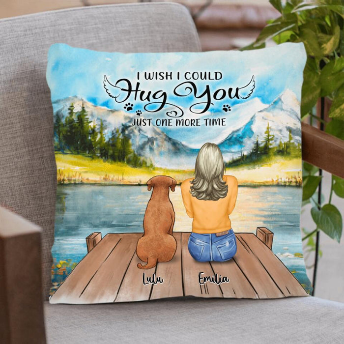 Personalized Dog Mom Pillow Cover - Gift For Dog Lovers - Mom with up to 7 Dogs - I Wish I Could Hug You