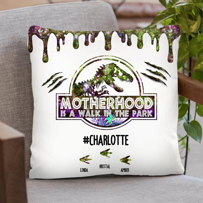 Custom Personalized Mama Dinosaur Pillow Cover/Cushion Cover - Best Gift For Mothers - Motherhood Is A Walk In The Park - 2QCGS1