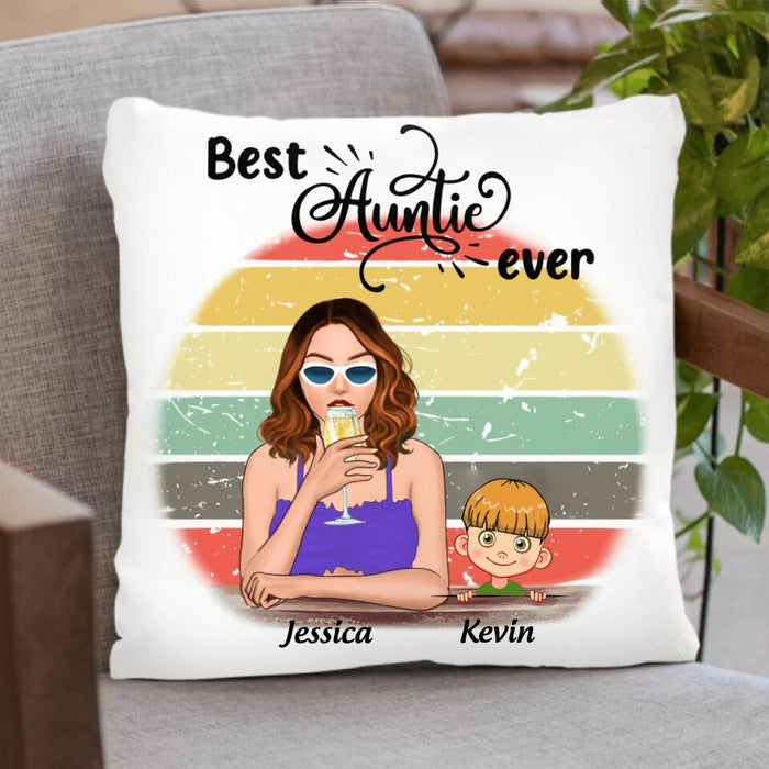 Custom Personalized Aunt Pillow Cover -  Aunt With Upto 2 Kids - 7ICUJZ