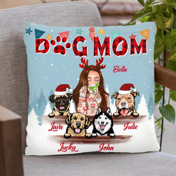 Custom Personalized Pet Mom Xmas Pillow Cover - Upto 4 Pets - Best Christmas Gift For Dog/Cat Lovers - 2T7CRT