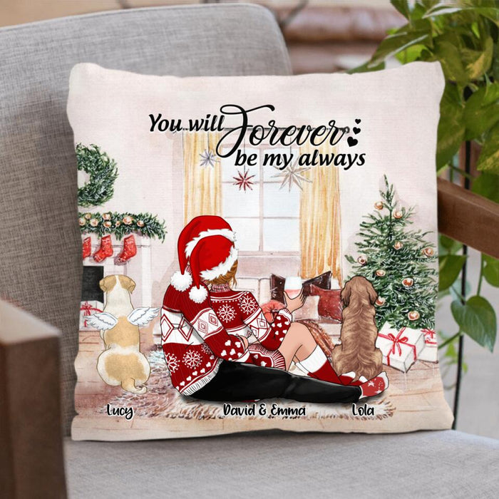 Custom Personalized Hugging Couple Xmas Pillow - Couple With Upto 2 Pets - Best Gift For Christmas - You Will Forever Be My Always - EWFNOK