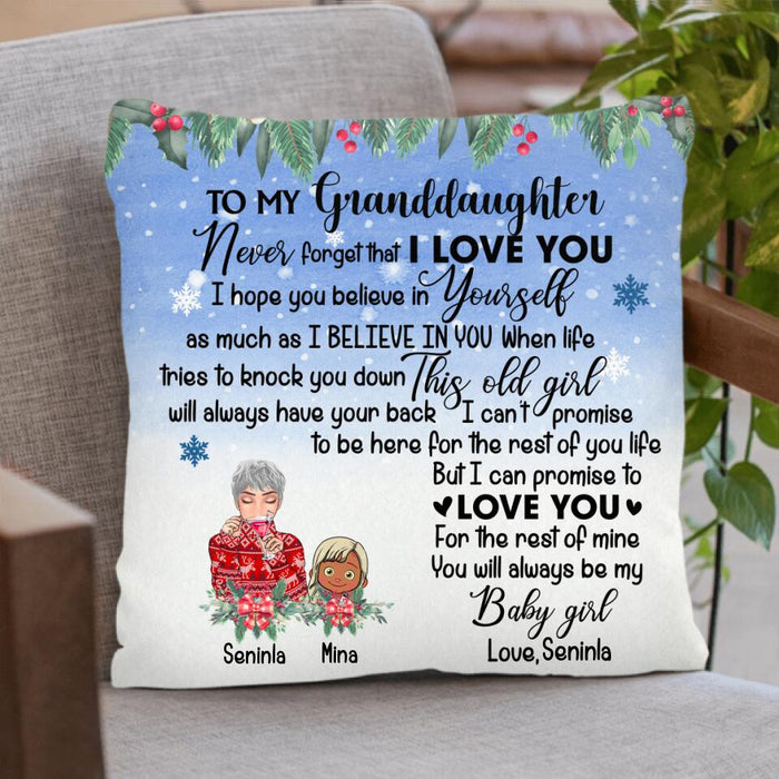 Custom Personalized Grandma & Granddaughter Pillow Cover/Cushion Cover - Upto 4 Kids - You Will Always Be My Baby Girl