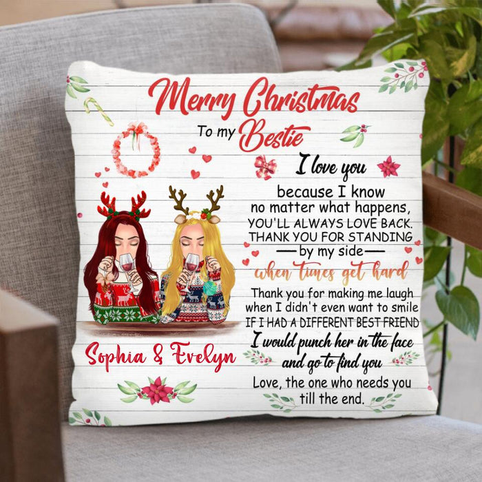 Custom Personalized Xmas Besties Pillow Cover - Best Gift For Friends - Merry Christmas To My Bestie