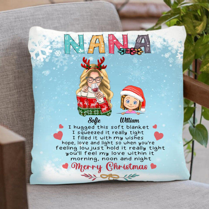 Custom Personalized Nana Quilt/Fleece Blanket & Pillow Cover - Woman With Upto 5 Kids - Best Gift For Family - We Hugged This Soft Blanket