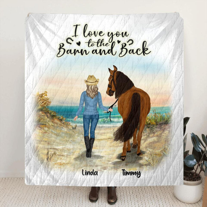 Personalized Horse Girl Quilt/Fleece Blanket & Pillow Cover - Up to 6 Horses - Best Gift For Horse Lover - Just A Girl Who Loves Horses
