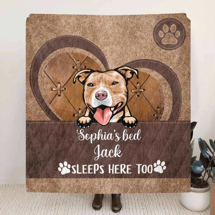 Custom Personalized Pet Quilt/Fleece Blanket & Pillow Cover  - Upto 4 Pets - Best Gift For Dog/Cat Lovers