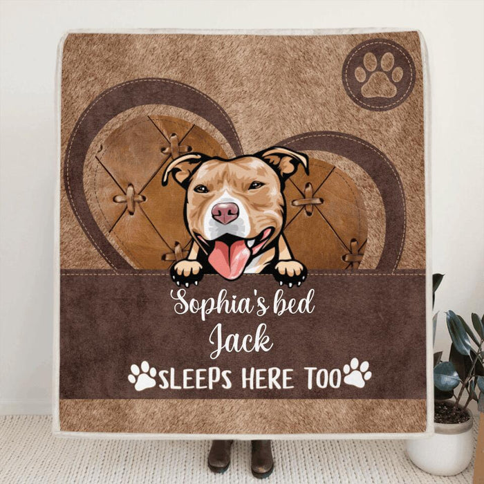 Custom Personalized Pet Quilt/Fleece Blanket & Pillow Cover  - Upto 4 Pets - Best Gift For Dog/Cat Lovers