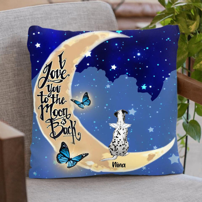 Custom Personalized Memorial Pet Pillow Cover - Up to 5 Pets - Best Gift For Dog/Cat Lover - I Love You To The Moon & Back