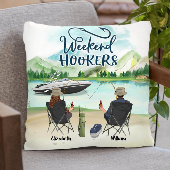 Custom Personalized Fishing Family Quilt/ Fleece Blanket & Pillow Cover - Parents With Upto 4 Kids - Gift For Whole Family - Life Is Better At The Lake