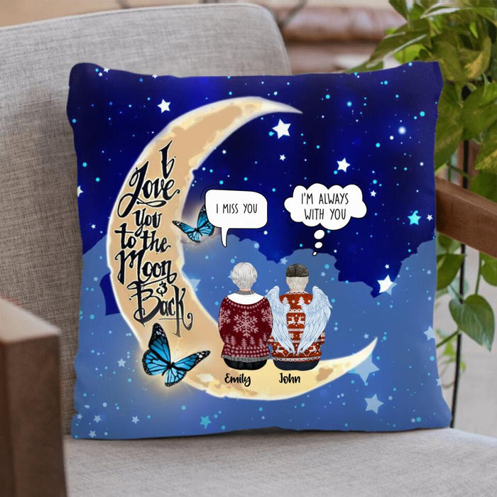 Custom Personalized Family Memorial Pillow Cover- I Love You To The Moon And Back