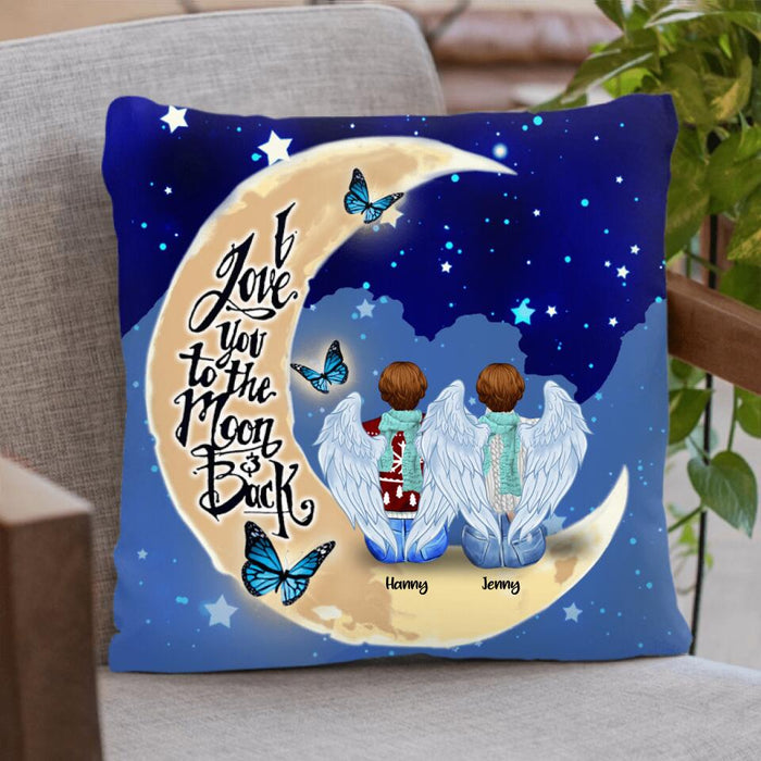 Custom Personalized Sister Moon Quilt/ Fleece Blanket & Pillow Cover - Best Gift For Sisters - Upto 5 Women - Sisters Forever Linked Together