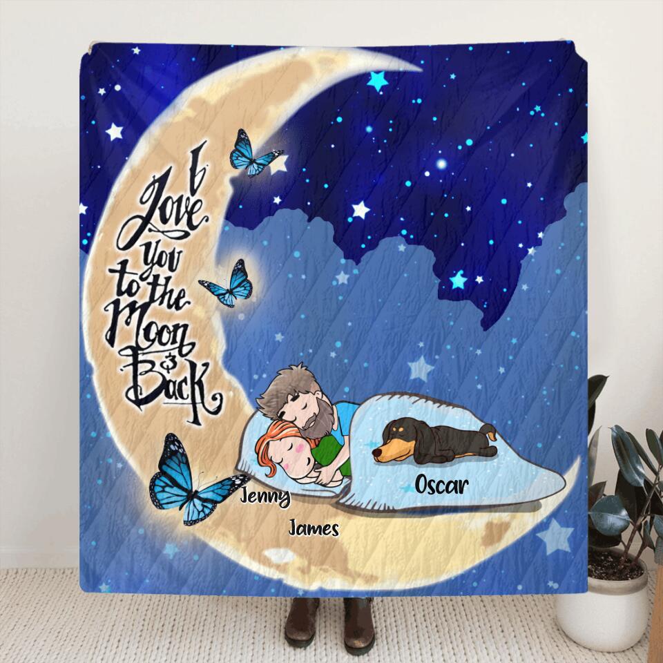 Custom Personalized Sleep On Moon Quilt/Fleece Blanket & Pillow Cover — CusGifts
