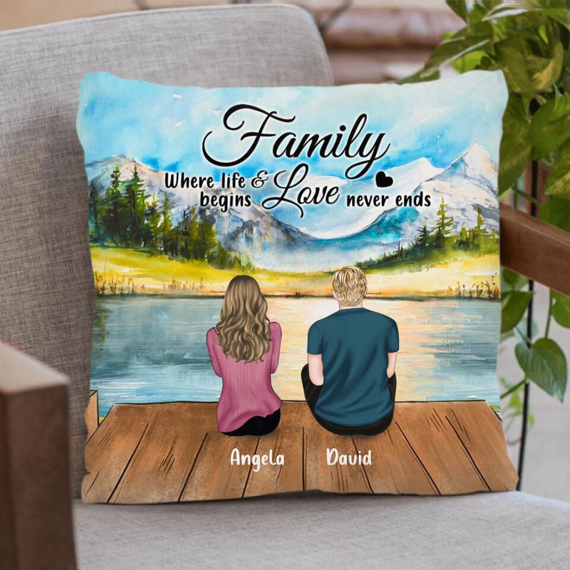 Personalized Family & Dog Pillow Cover - Couple/Parents With Up to 3 Kids And 4 Dogs - Gift Idea For Dog Lover - Family
Where Life Begins And Love Never Ends
