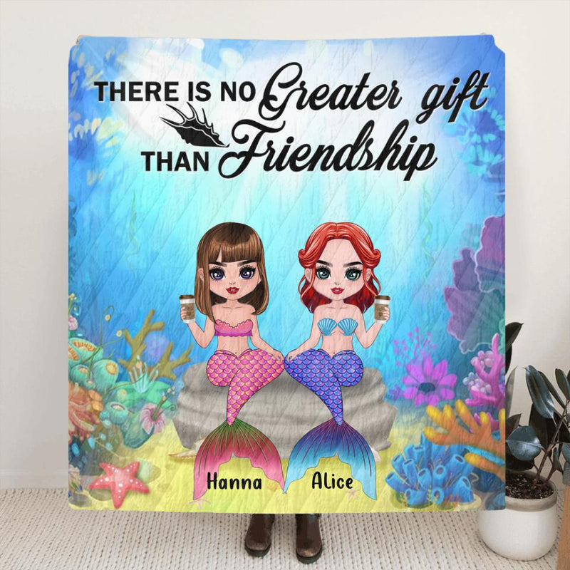 Personalized Mermaid Friends/Sisters Pillow Cover/Quilt/Fleece Blanket - Up to 4 Mermaids - There Is No Greater Gift Than Friendship