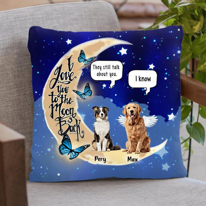 Custom Personalized Dog Moon Memorial Pillow Cover & Quilt/ Fleece Blanket - Upto 5 Dogs - Memorial Gift For Dog Lover