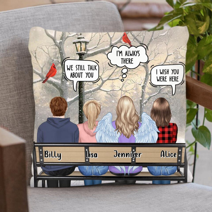 Custom Personalized Memorial Family Pillow Cover/Cushion Cover - Daughters/ Sons With Mom/Dad - Memorial Gift For Family Members - We Still Talk About You