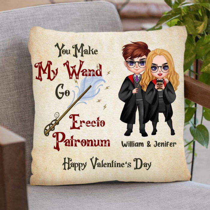 Personalized Custom Couple Pillow - Gifts for Couple Valentines Day - You Make My Wand - Happy Valentine's Day