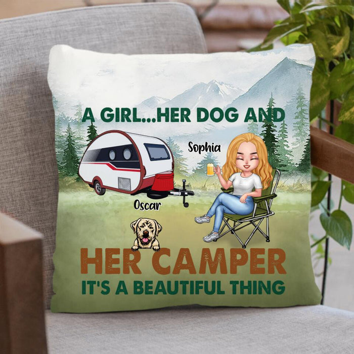 Custom Personalized Camping With Dogs Pillow Cover - Up to 5 Dogs - Best Gift For Dog Lovers - I Like Camping And Dogs And Maybe 3 People