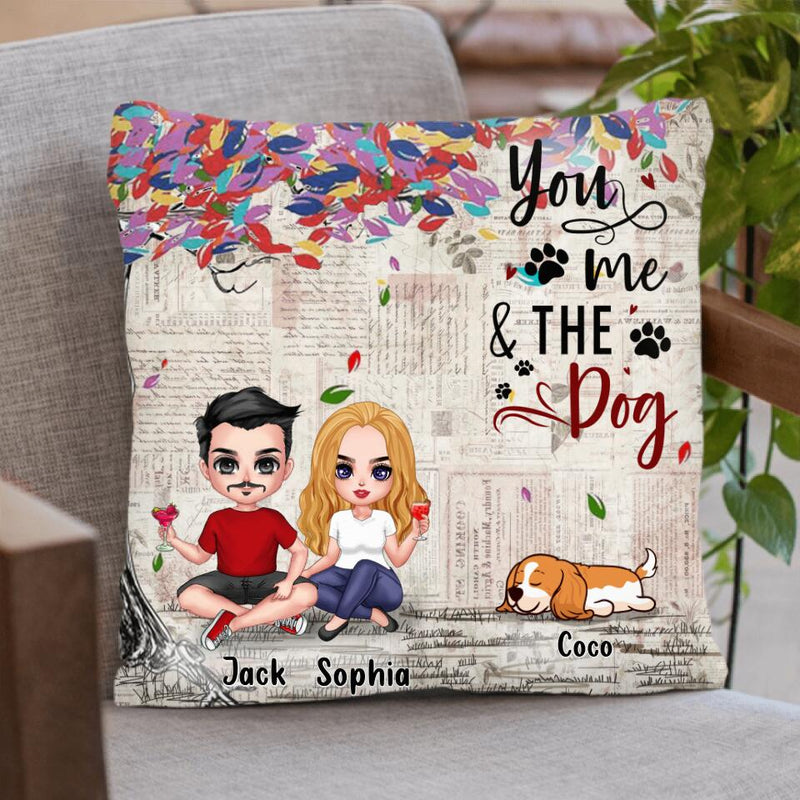 Personalized Couple And Dogs Quilt/Fleece Blanket/Pillow Cover - Up to 5 Dogs - Best Gift For Couple/Dog Lovers - You And Me & The Dogs