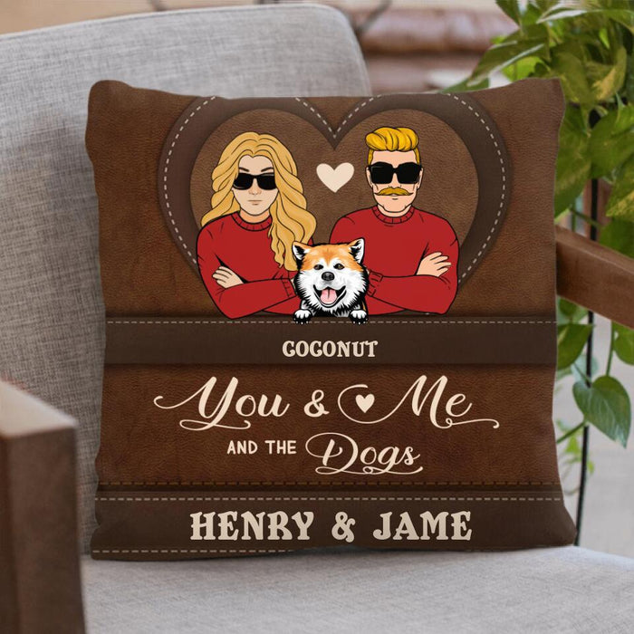 Custom Personalized You & Me And The Dogs Pillow Cover & Quilt/ Fleece Blanket - Upto 5 Dogs - Valentine's Day Gift Idea For Couple/ Dog Lover