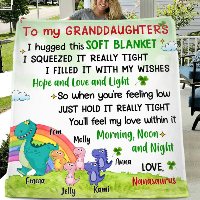 Custom Personalized Dinosaur Mom Quilt/Fleece Blanket & Pillow Cover - Upto 5 Dinosaurs - Gift Idea For Family