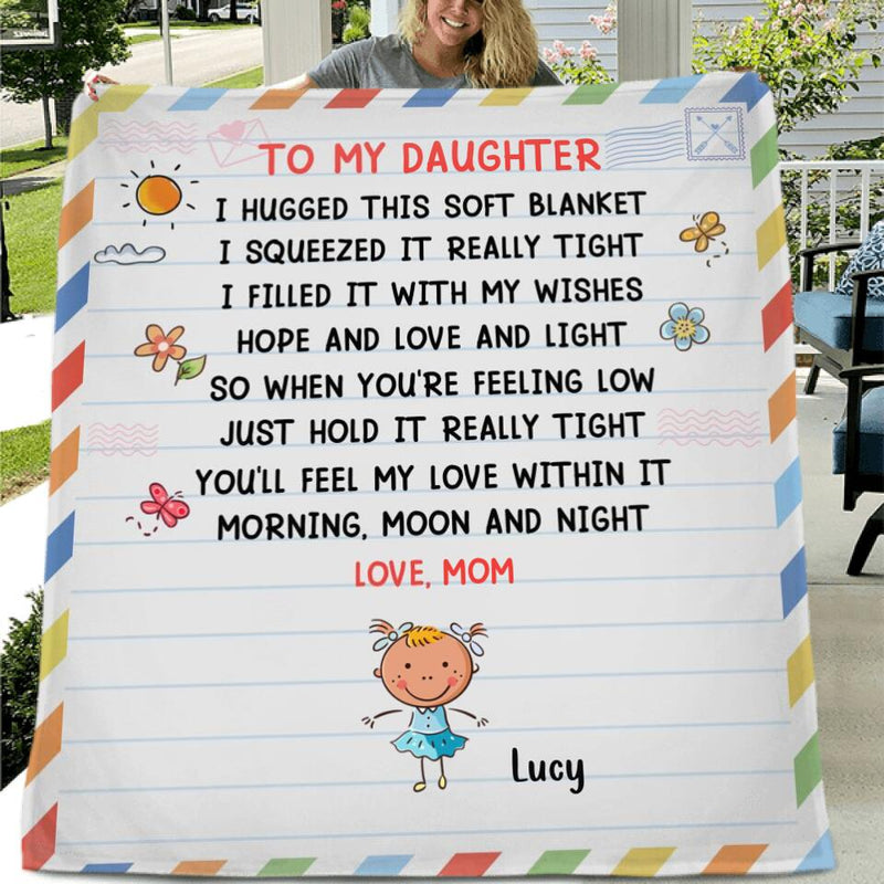 Personalized To My Daughter Pillow Cover/Quilt/Fleece Blanket - Up to 14 Kids - Gift Idea For Family