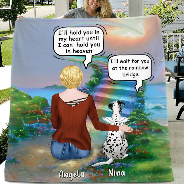 Custom Personalized Memorial Dog Quilt/Fleece Blanket & Pillow Cover - Upto 4 Dogs - Memorial Gift For Dog Lovers