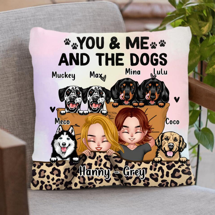 Custom Personalized Dog Blanket/Pillow Cover - Gift for Couples, Dog Lovers -  You & Me And The Dogs - Up to 6 Dogs