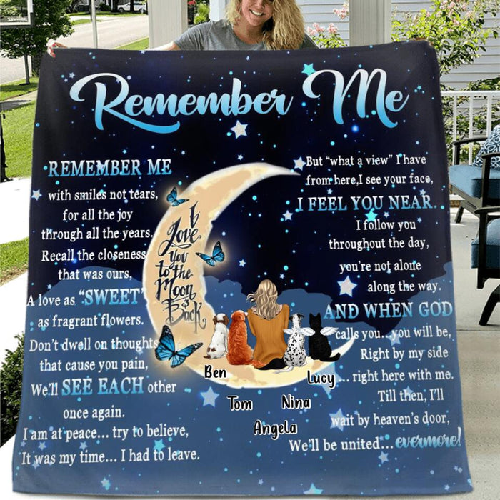 Custom Personalized Memorial Quilt/Fleece Blanket & Pillow Cover - Upto 4 Pets - Best Gift For Dog/Cat Lovers - Remember Me