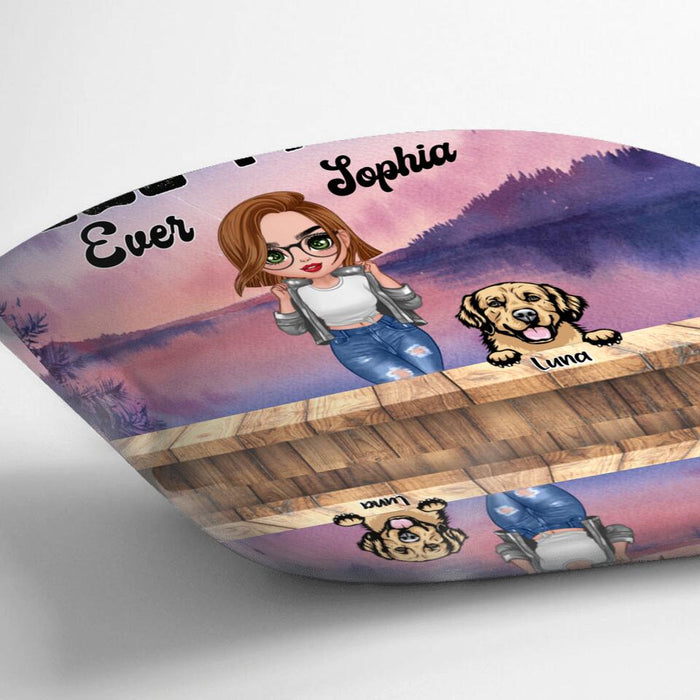 Custom Personalized Dog Mom Chibi Front Pillow Cover - Gifts For Dog Lover With Up to 4 Dogs - Best Dog Mom Ever