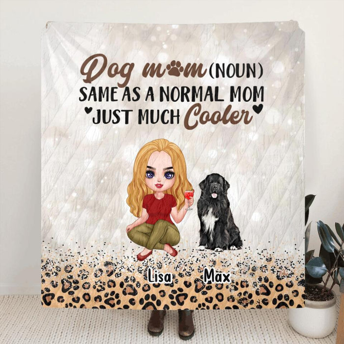 Custom Personalized Dog Mom Quilt/Fleece Blanket & Pillow Cover - Upto 6 Dogs - Best Gift For Dog Lover - Crazy Dog Mom