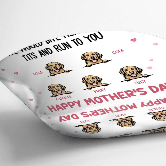 Custom Personalized Dog Pillow Cover - Gift For Mother's Day/ Dog Lovers with up to 5 Dogs - To The Best Dog Mom Ever