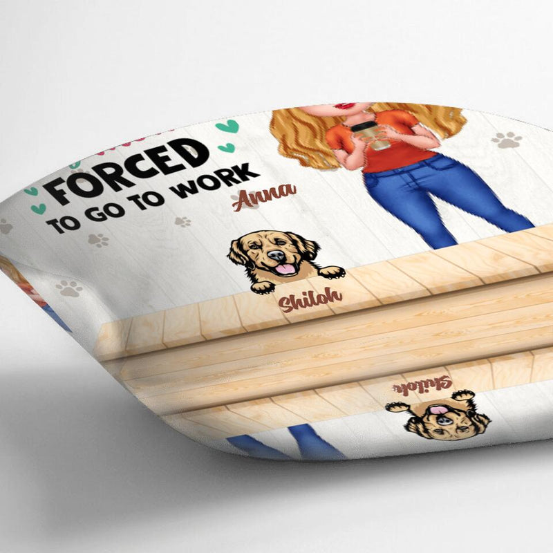 Personalized Dog Mom Chibi Pillow Cover - Up to 6 Dogs - Gift Idea For Dog Lovers/Mother's Day - Born To Be A Stay At Home Dog Mom Forced To Go To Work