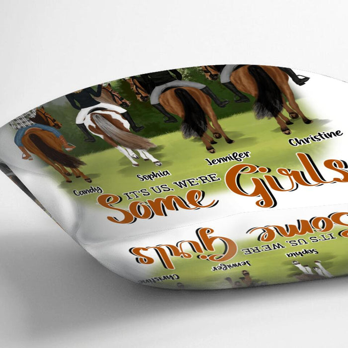 Custom Personalized Riding Horse Friends Pillow Cover/Cushion Cover - Gift for Besties, Horse Lovers - Up to 4 Besties - Some girls go riding and drink too much