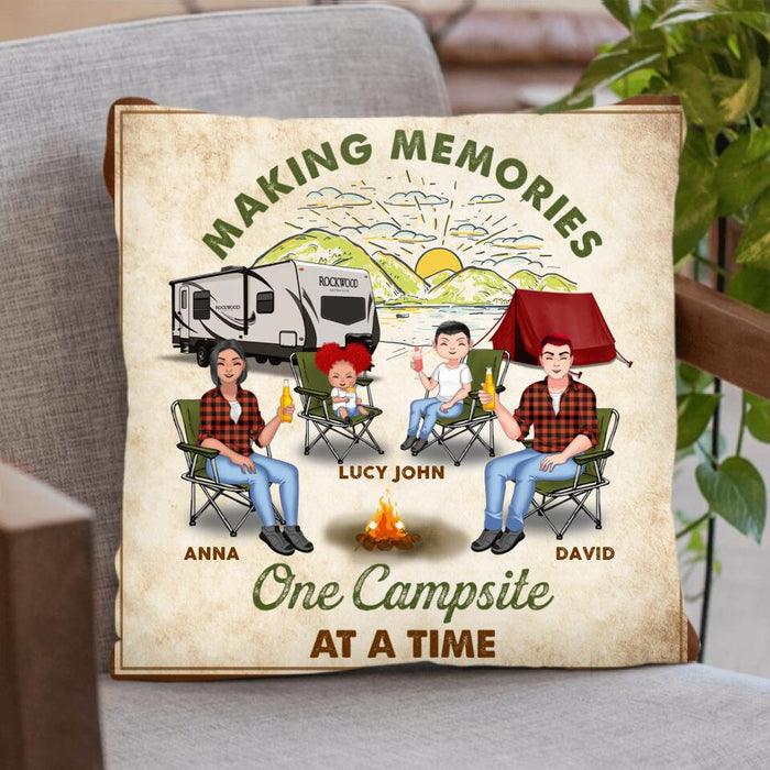 Custom Personalized Camping Pillow Cover - Gift Idea For Camping Lovers/ Couple/ Family - Making Memories One Campsite At A Time
