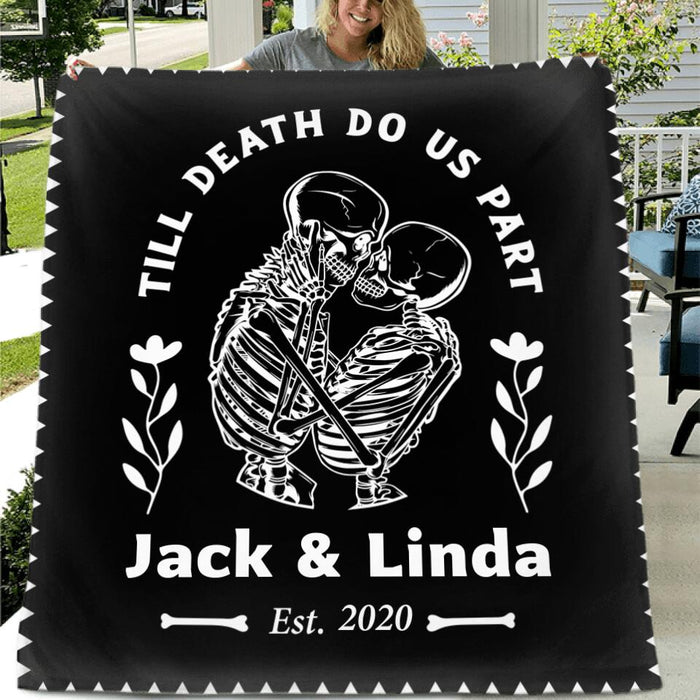 Custom Personalized Skull Couple Fleece/ Quilt Blanket & Pillow Cover - Gift Idea For Couple - Till Death Do Us Part