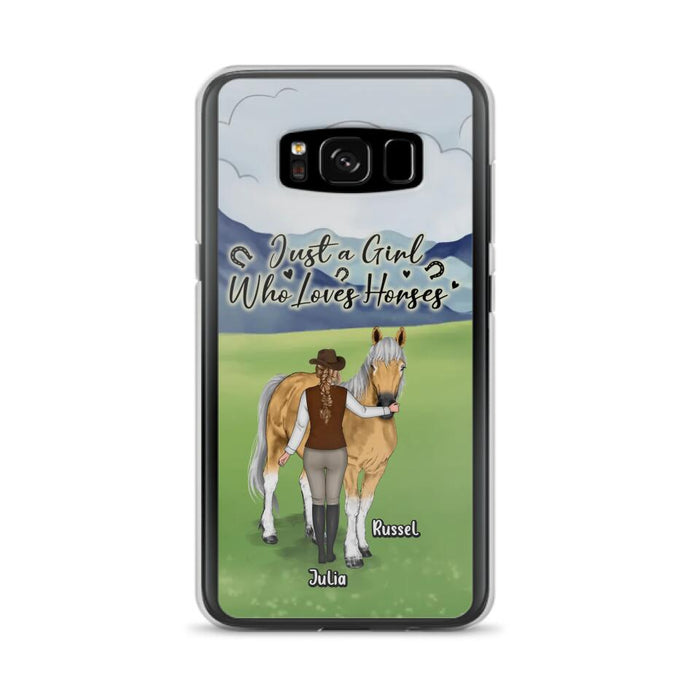 Custom Personalized Horse Girl Phone Case - Gift Idea For Horse Lovers/Horse Owners - Just A Girl Who Loves Horses - Case For iPhone & Samsung