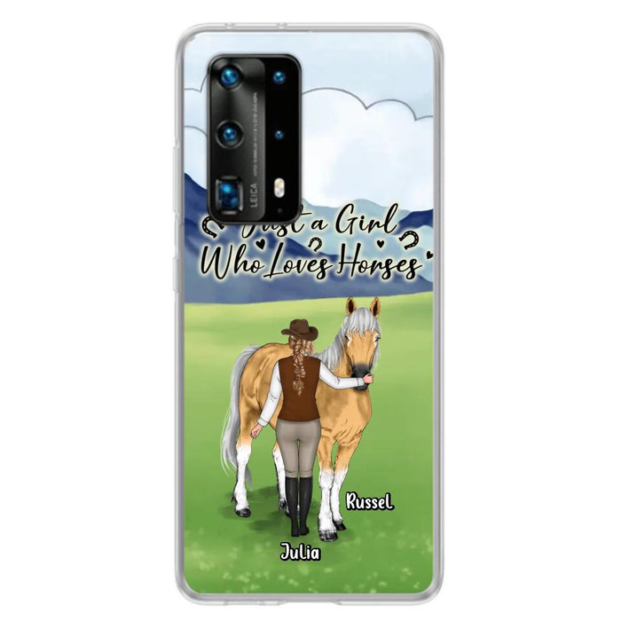 Custom Personalized Horse Girl Phone Case - Gift Idea For Horse Lovers/Horse Owners - Just A Girl Who Loves Horses - Case For Oppo, Xiaomi & Huawei