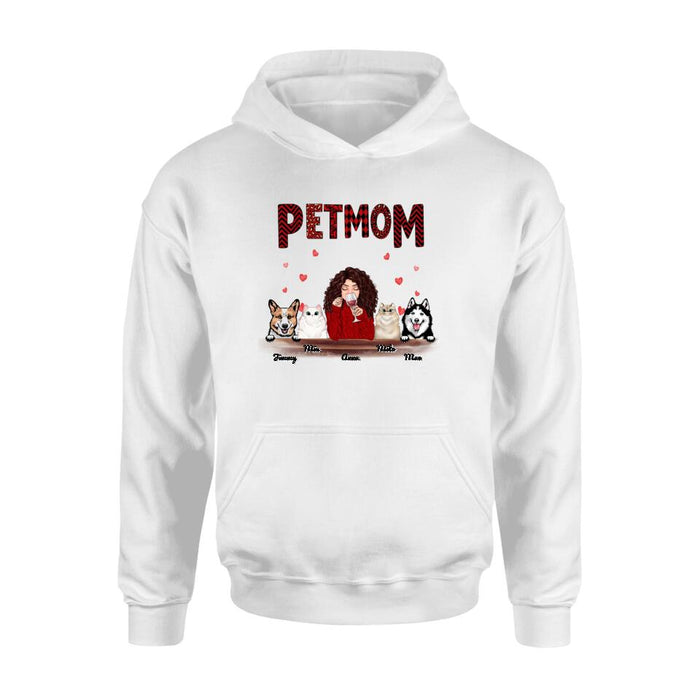 Custom Personalized Dog/Cat T-shirt/Hoodie/Long Sleeves/Sweater -  Gift For Dog Mom/Cat Mom - Up to 4 Pets