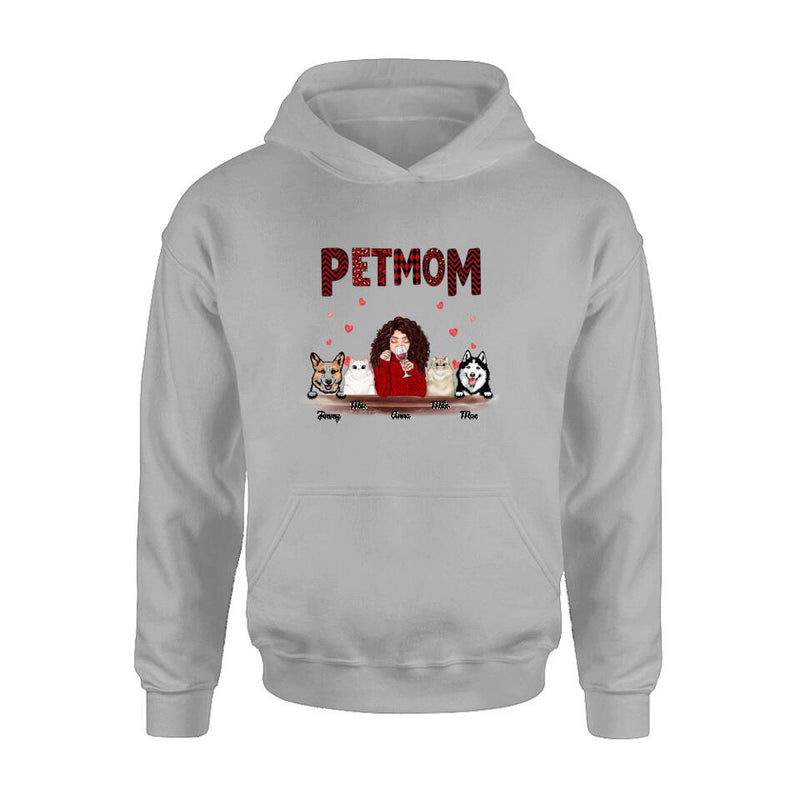 Personalized Dog/Cat T-shirt/Hoodie/Long Sleeves/Sweater - Gift For Dog Mom/Cat Mom - Up to 4 Pets